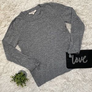 Loft Crewneck Tie Sleeve Sweater 💗 Gray